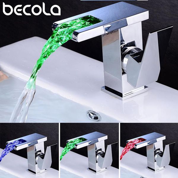 

bathroom sink faucets becola waterfall led faucet. glass brass basin mixer tap deck mounted