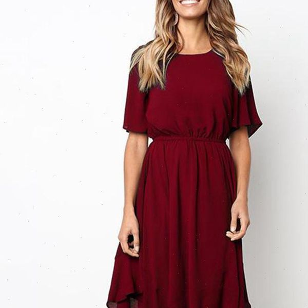 

summer lady solid color irregular tight waist short sleeve round neck midi dress drop shipping good quality, Black;gray