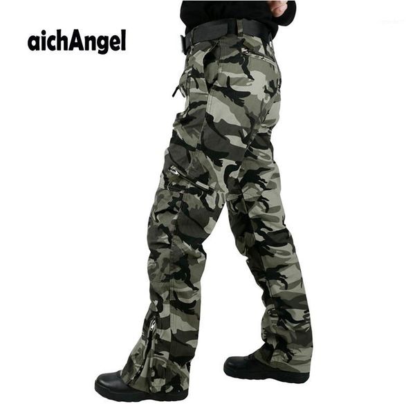 

men's pants tactical male camo jogger casual plus size cotton trousers multi pocket style army camouflage cargo pants1, Black