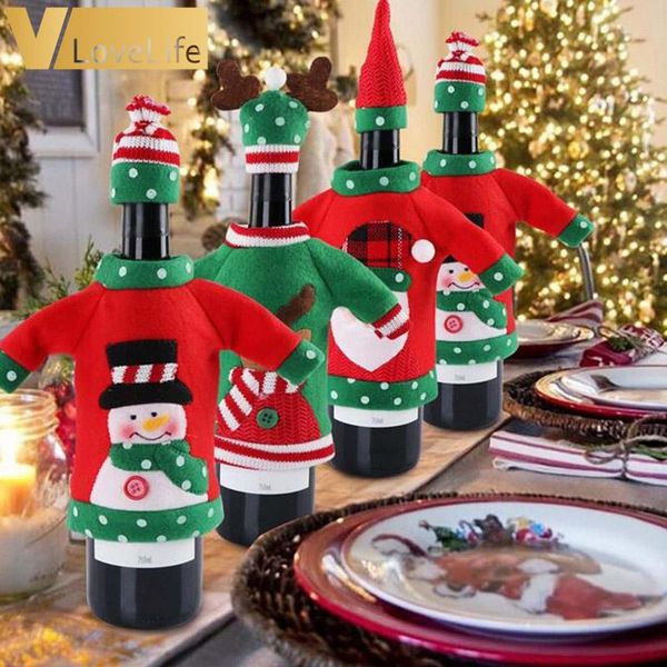 

christmas decorations decoration red wine bottle cover set office ugly sweater party products gifts home xmas year decor supplies