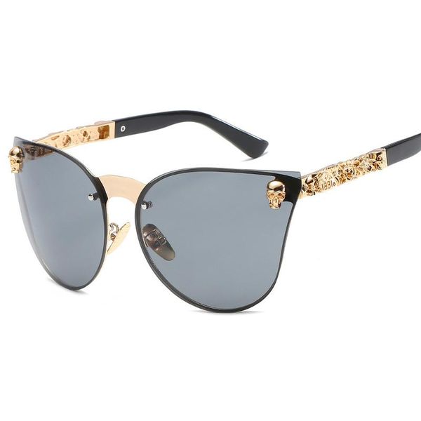 

sunglasses 2021 trend women gothic eyewear skull frame metal temple uv400 cat eye sun glasses for ladies shades, White;black