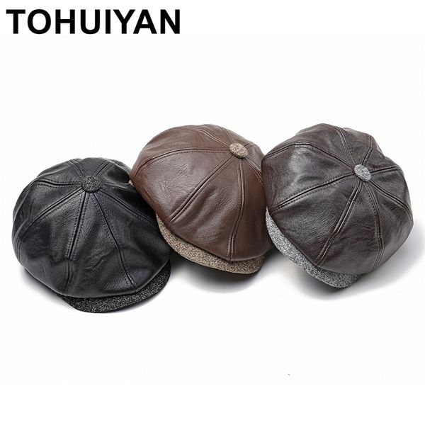 Tohuiyan Classic Feather Newsboy Cap для мужчин Осень зима теплый восьмиугольная шляпа оснастки Breim Collection шляпы джентльмен берутские колпачки Y200110