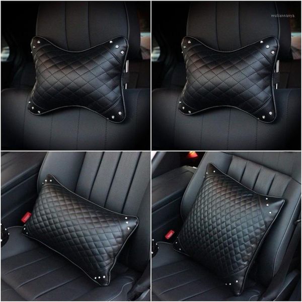 

bling bling rhinestone car headrest neck pillow memory foam pu leather seat support cushion head rest winter auto accessories1