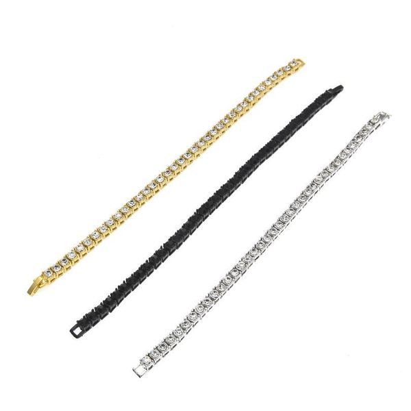 

hip hop zircon crystal 5mm bracelet miami cuban chain men's charm bracelet tennis chain jewel bbynkh, Black