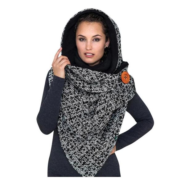 

fashion winter women printing button soft wrap casual warm scarves shawls bib casual warm scarves cycling face bandana#t3, Blue;gray