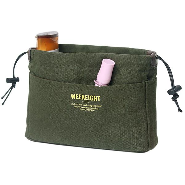 

women with compartments organizer insert large capacity handbag adjustable drawstring home storage case travel canvas makeup bag