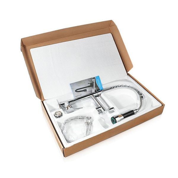 

sianco rotatable chrome pull out sprayer dual holder dual hole spool mixer tap deck mounted kitchen basin sin jllycw