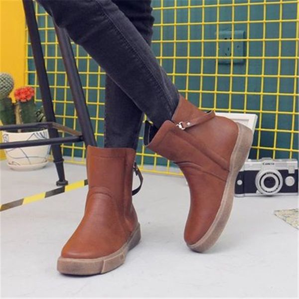

2021 new mode winter shoes morno women's leather comfortable and casual of women zipper black snow brown boots t3b3