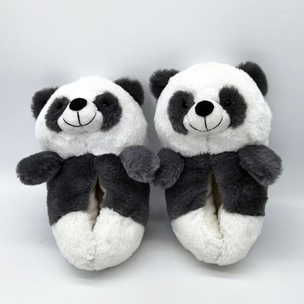 

slippers panda indoor home shoes anime wood floor women men winter custom cartoon with warm shoes1, Black