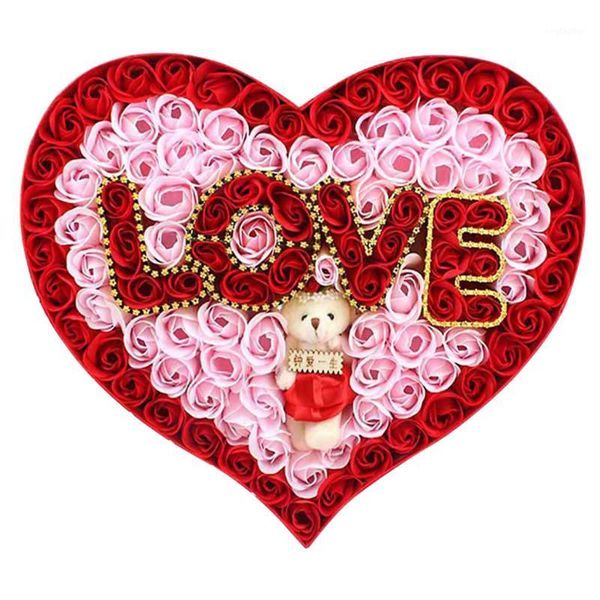 

decorative flowers & wreaths love valentine's day gift diy soap flower heart-shaped rose box bouquet wedding anniversary family festiva