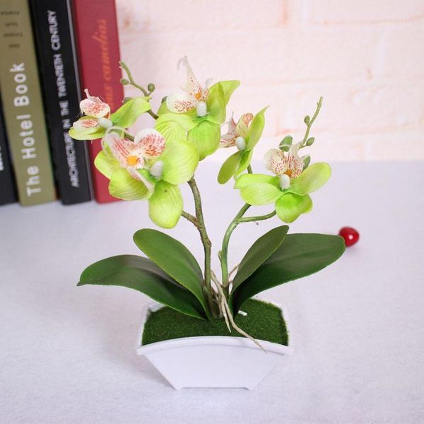 

artificial flower real touch latex 2 branch butterfly orchid flowers with leaves wedding decoration simulation leaves plants1