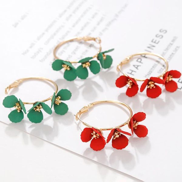 

amorce elegant enamel зеленый красный цветочный обруч серьги для женщин геометрические серьги круга 2020 букл d'oreille ювелирные изделия по, Golden;silver