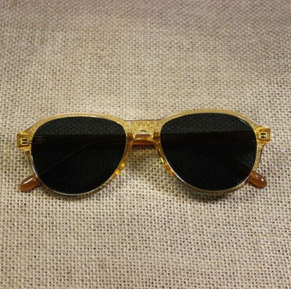 

men's new wind vintage polarizing sunglasses and women's oval transparent yellow frame sunglasses, White;black