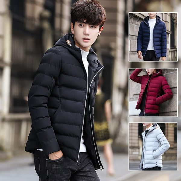 

winter coat korean youth thickened down men's jacket sports leisure cotton padded men, Black
