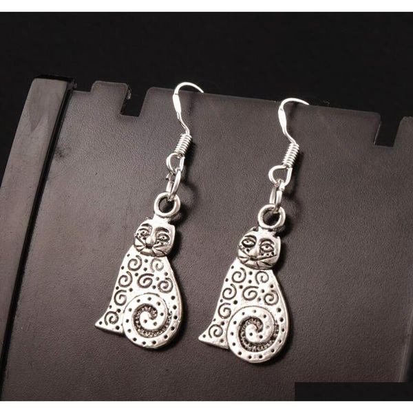 

dots swirl cat earrings 925 silver fish ear hook 30pairs/lot dangle jewe sqczwf beauty888