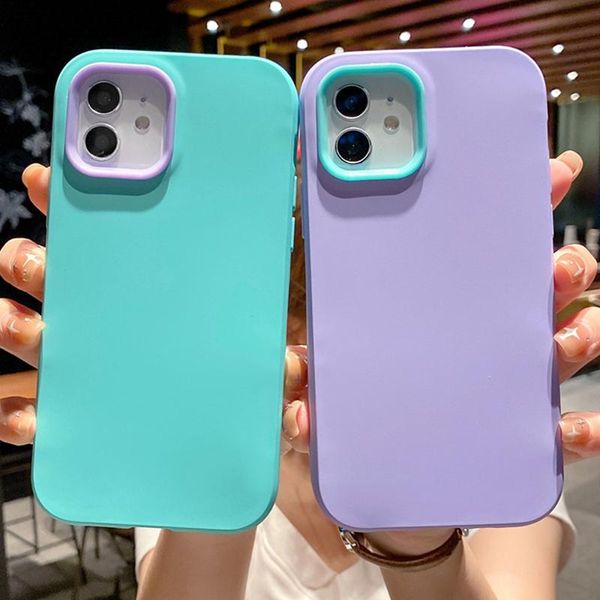 Custodie per telefoni multicolori Cover posteriore per sensazione di pelle in silicone Protezione anti-caduta durevole per iPhone 13 pro max 12 11 X XR Xs