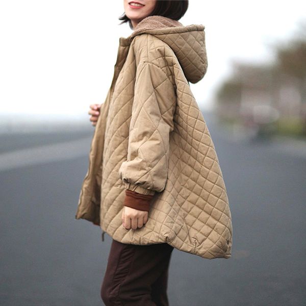 

johnature a-line parka color women long 2020 coat rits jackets new mouwen warm effen size winter doeken plus hooded loose mavdw, Black