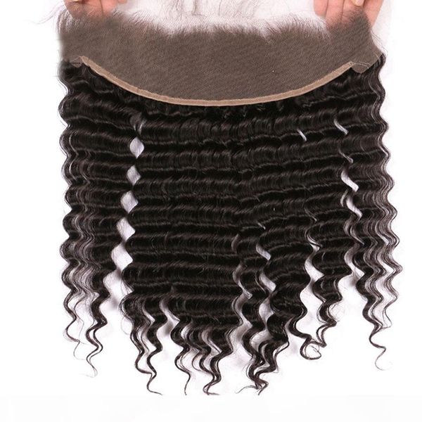 

9a brazilian virgin human hair extensions straight body wave deep water wave kinky curly lace frontal closure ear to ear frontal closures, Black;brown