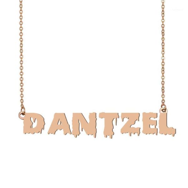 

dantzel name necklace , cool bloody art name necklace for halloween and santa's day jewelry gift for kids boys girls1, Silver