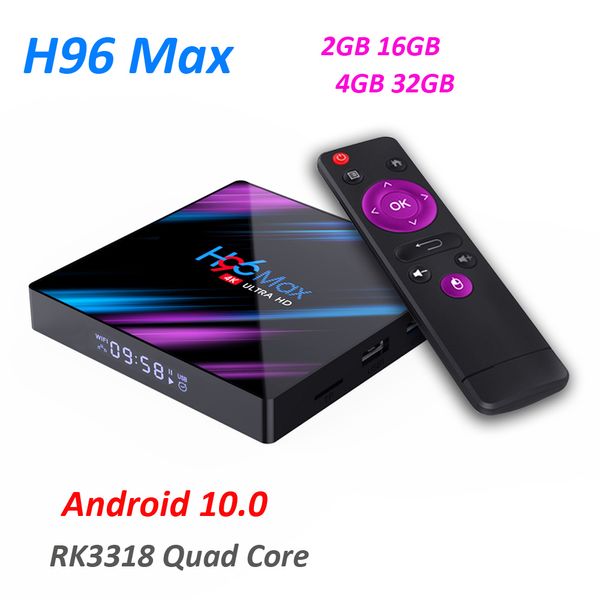 H96 Max Smart TV Box Android 10.0 RK3318 4GB 32GB 4K WiFi Media Player Android 10 H96max TVBox YouTube Set Top Box