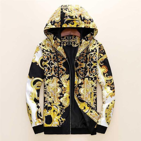 

fashion designer mens jacket windbreaker long sleeve mens floral jackets hoodie clothing zippe up jacket coat plus size clothes1, Black;brown