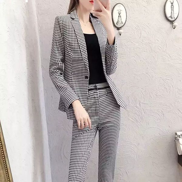 

2021 new autumn chess sets of two women's garments short coat and suit pants elegant suits y489 xvf2, Gray