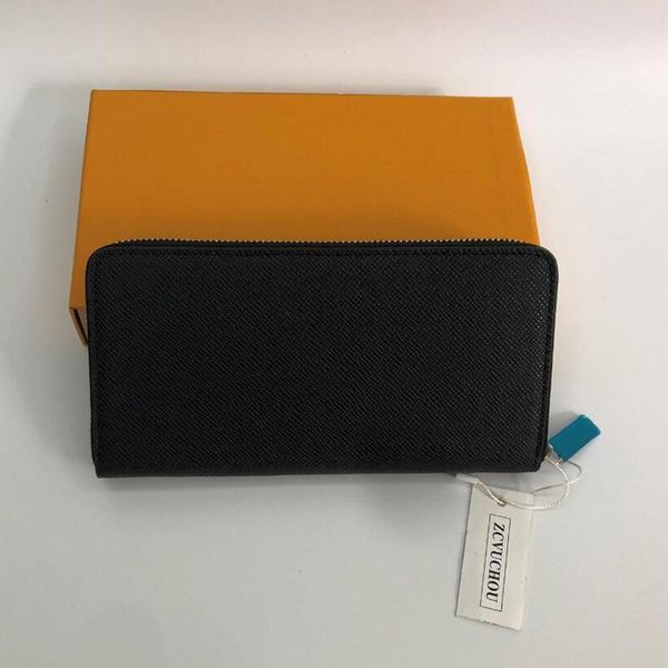 

wholesale fashion zippy wallet card wallet luxurys designers wallet men women genuine leather wallets lady long mini purse with orange box, Red;black