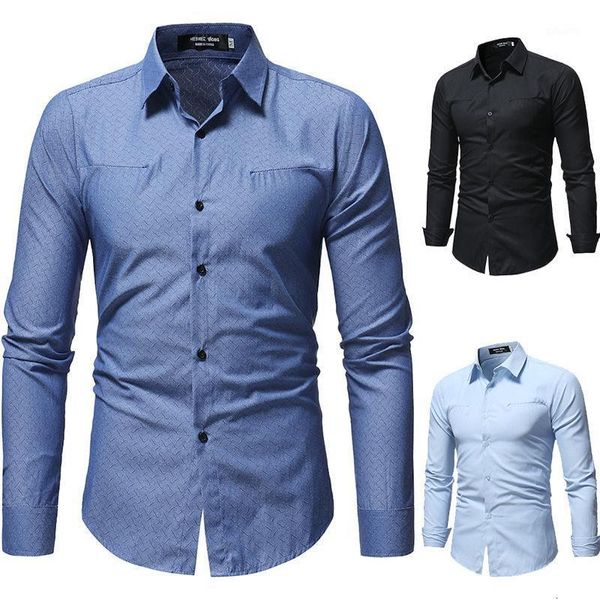 

2020 new product men shirt water wave pattern dark shirt men's slim black soft and comfortable long sleeve, White;black