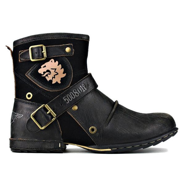 

2021 genuine leather men retro-ankle cowboy chukka zipper-up boots e4wz, Black