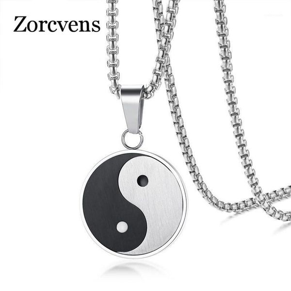 

pendant necklaces modyle taoism symbol traditional chinese style jewelry stainless steel tai chi necklace gift1, Silver