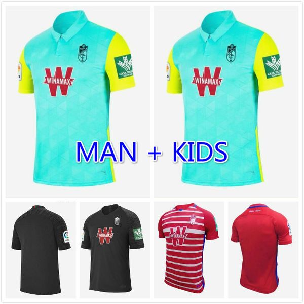 

men +kids 2020 2021 granada soccer jerseys 20 21 granada cf home away third soldado herrera antonio puertas football shirts, Black;yellow