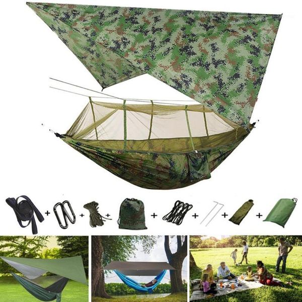 

tents and shelters outdoor camping waterproof anti-mosquito hammock + sky screen canopy wild aerial swing accommodate1