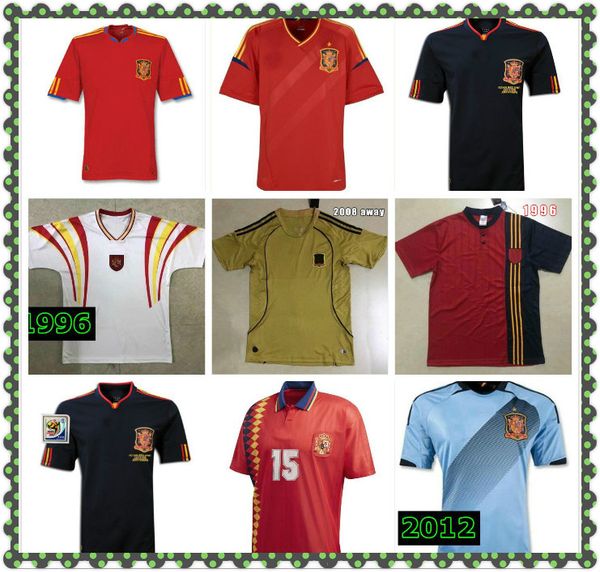 

1996 2010 spain soccer jersey retro football shirt classic antique uniform torres xavi a.inesta david villa 1994 spani retro jersey, Black;yellow