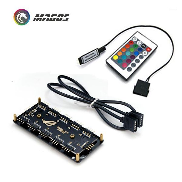 

rgb hub interface 12v 4 pin/5v 3 pin splitter hub for power supply port sata asus aura sync cable motherboard fan1