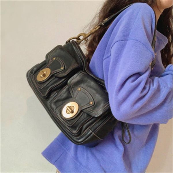 

shoulder bags retro moto biker underarm bag 2021 trendy double pocket designer handbags luxury crossbody