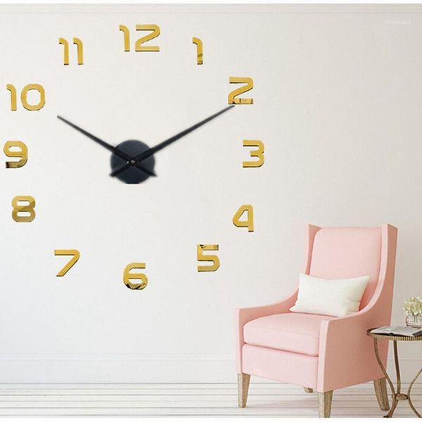 

wall clocks 3d diy self adhesive clock acrylic large sticker mute modern design mirror angel stickers home decor1