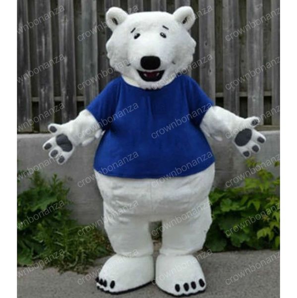 Abbigliamento da cartone animato Costume da mascotte di orso polare di Halloween Costume da personaggio dei cartoni animati di alta qualità Vestito da adulto Taglia per adulti Carnevale di Natale Festa di compleanno Vestito da esterno