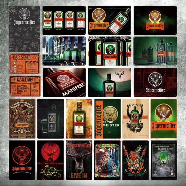 

2021 alcohol drink jagermeister deer head poster classic wall sticker bar decor vintage metal plaque whiskey wine chic garage decoration