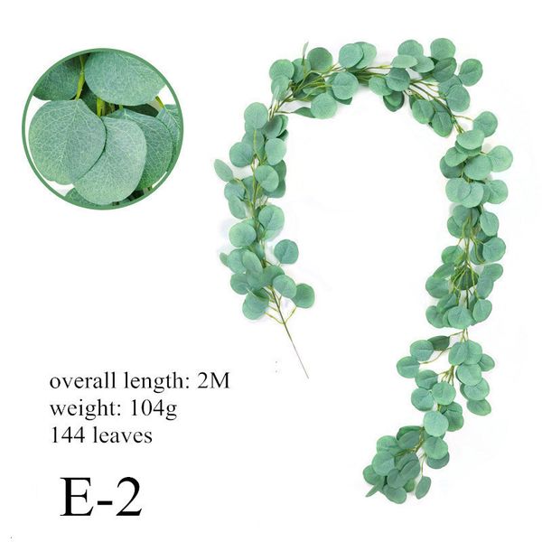 

2m wedding decoration green eucalyptus vines with rose rattan artificial fake plants ivy wreath wall decor vertical garden 2 nfmc1