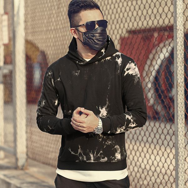 

2021 the new hoodies hooded hoodie streetwear long-sleeve male fashion around the neck gradien printed to colour f5008 icx9, Black