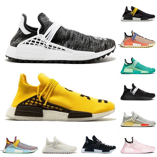 

nmd human race mens running shoes pharrell williams core black white pale nude classic yellow womens runner trainers
