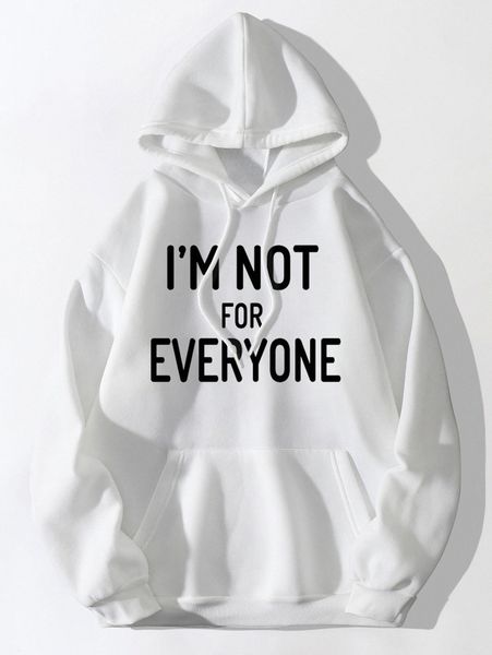 

slogan graphic drawstring hoodie 06sr#, White;black