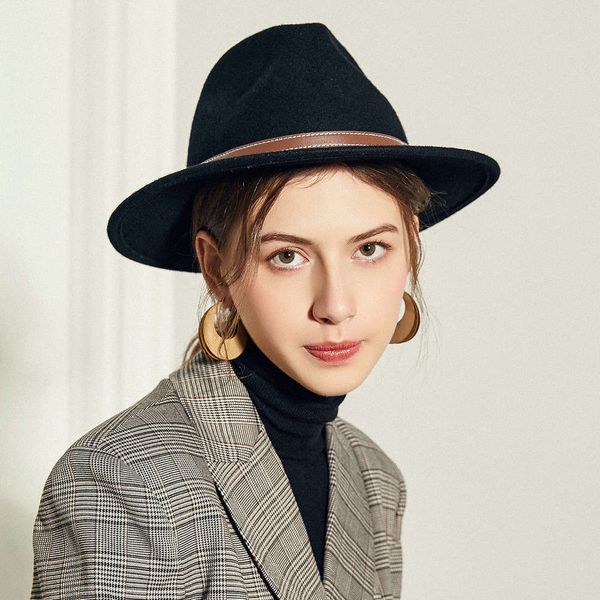 

autumn smart and dress winter jazz hat british gentleman warm wool felt hat, Blue;gray