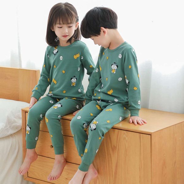 

and autumn winter pure thin spring children's clothing girls' home cloth boys' cotton baby pajamas, Blue;red