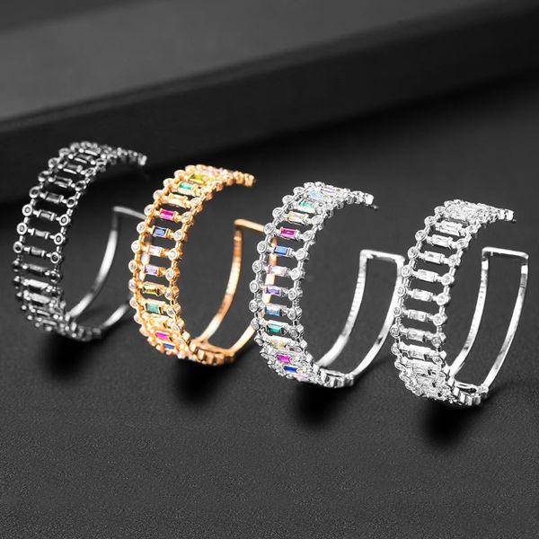 

hoop & huggie godki luxury geometry earrings for women wedding cubic zirconia cz fashion jewelry trendy party retro earring 2021, Golden;silver