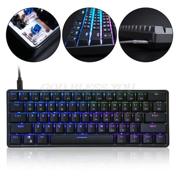 Tastaturen GK61 61 Tasten mechanische Tastatur USB verkabelt LED-Hintergrundbeleuchtung Axis Gaming für Desktop-Drop 1