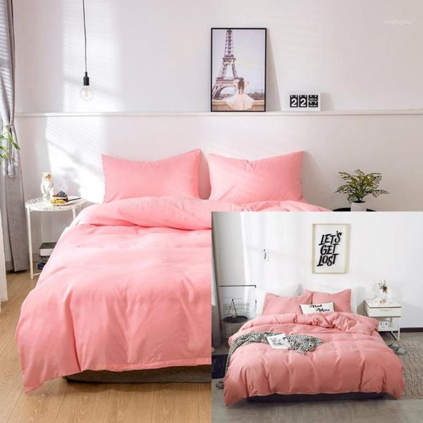 

pink duvet cover pillowcases girls women bedding comforter cover set brushed soft bedclothes twin  king single double size1