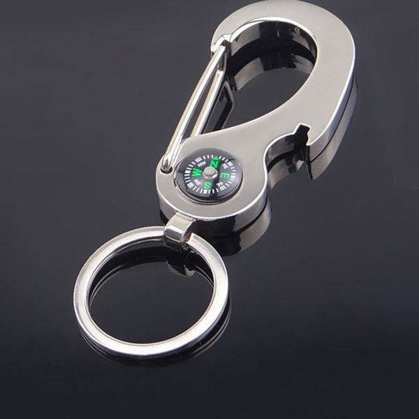 

hiking outdoor promotions keychain compass key ring camping mountain keyring portable gear mini compass hook drop ship, Slivery;golden