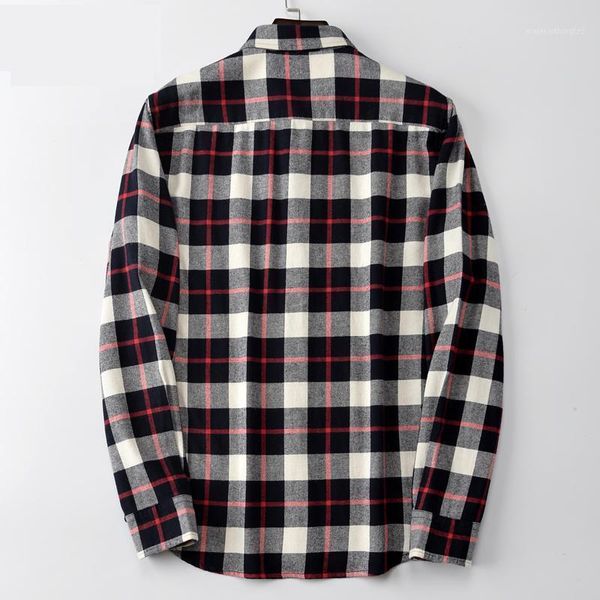 

men's casual shirts arrival flannel men long sleeves autumn winter 100% cotton plaid plus size smlxl2xl3xl4xl5xl6xl1, White;black