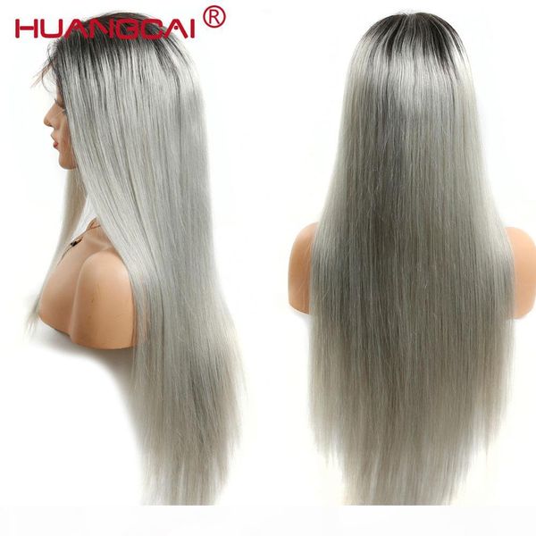 

1b grey lace front human hair wigs pre plucked with baby hair 13*4 ombre grey lace front wigs 2 tone silver remy hair, Black